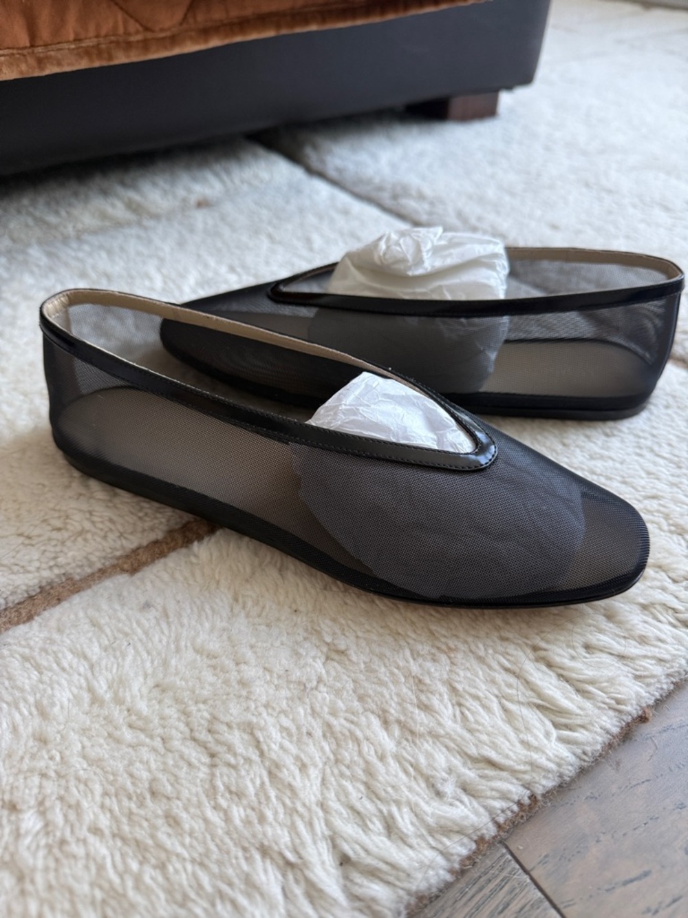 LE MONDE BERYL
Luna leather-trimmed mesh ballet flats